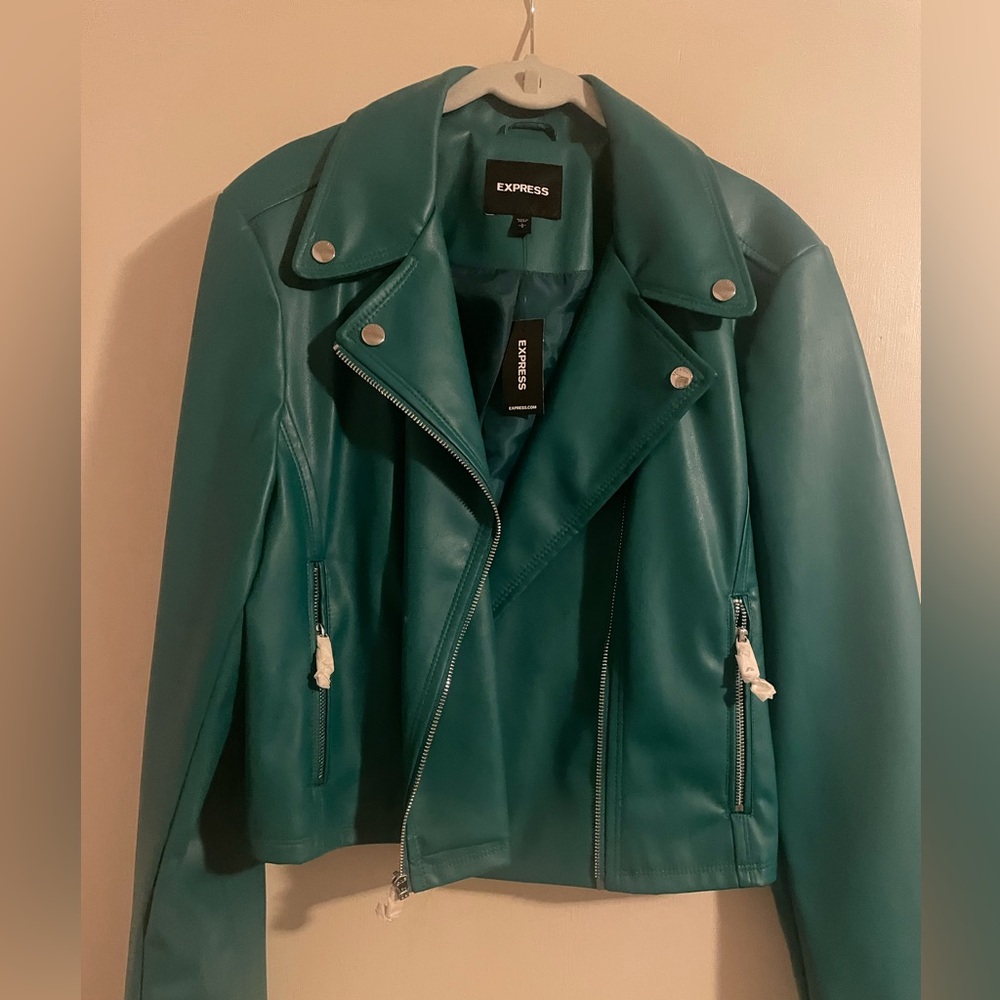 Express Cropped Faux Leather Moto Jacket